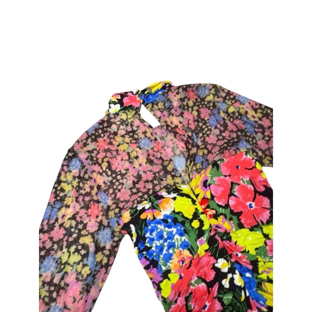 NWT women’s ANTHROPOLOGIE floral colorful Mesh Halter Mock-Neck midi Dress sz XL - Picture 7 of 11